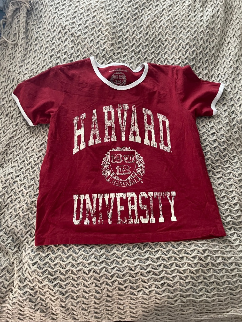 TRD MRK Harvard Women’s Maroon Baby Tee T-shirt L Ivy League University Y2K